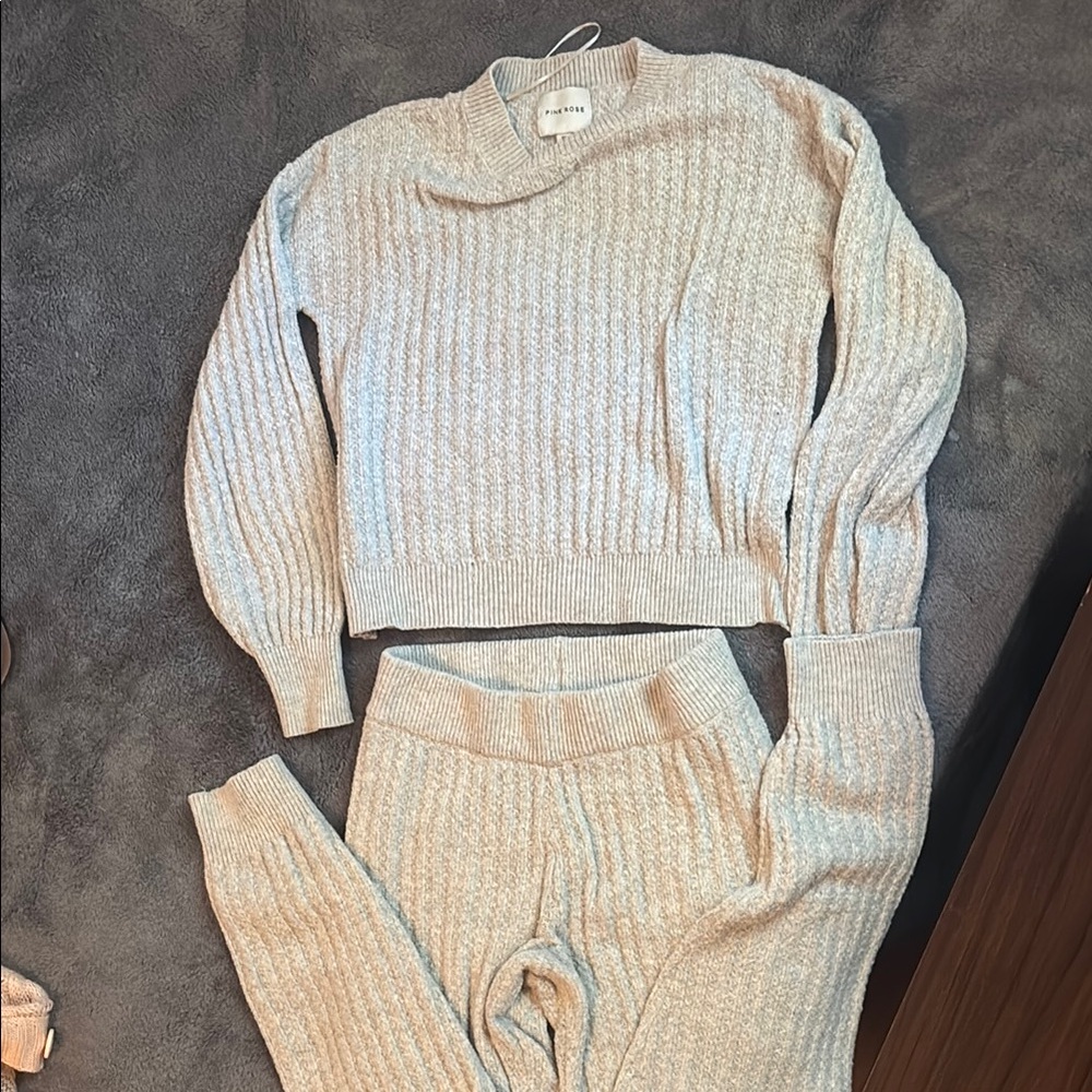 Cozy Grey Knit Sweater and Pants Set